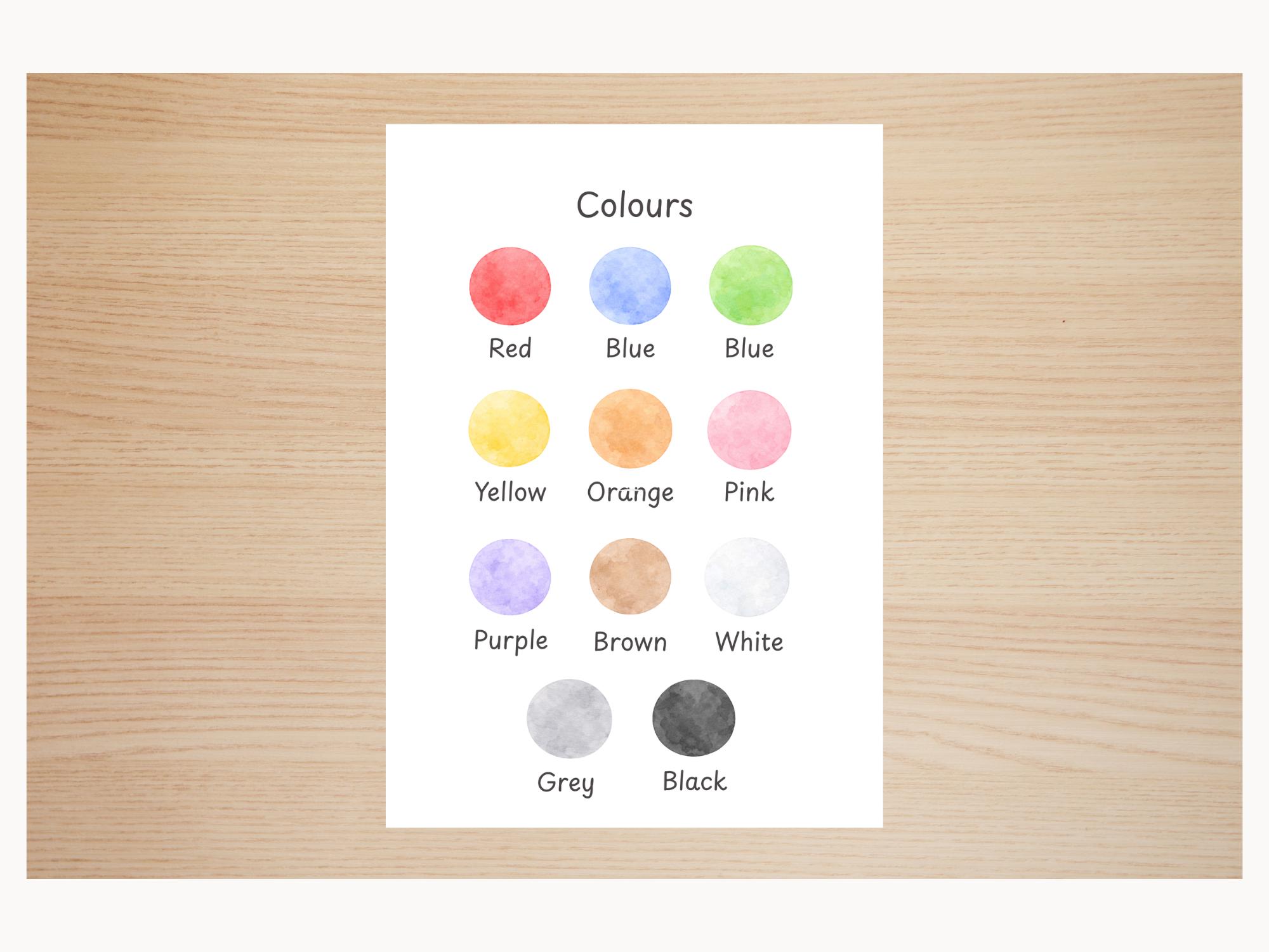 Colours Poster | Montessori EYFS Classroom Decor Printable - Etsy