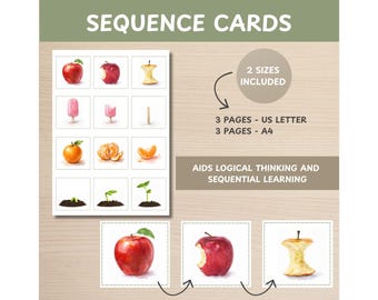 Sequencing Cards, Preschool Curriculum Printable, Speech Therapy Tool, Kindergarten Ordering, Early Years Temporal Concept Literacy, 3 Step