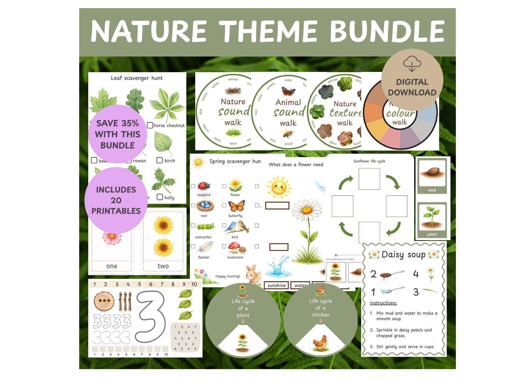 EYFS Spring Nature Activity Forest School Printable Bundle | Reception ...