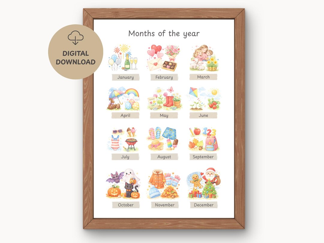 Months of the Year Printable Poster, Educational Classroom Decor ...