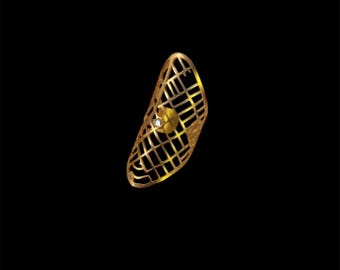 Custom San Francisco Map Ring with Diamond Center – Adjustable Gold Cage Design by Tali Sari