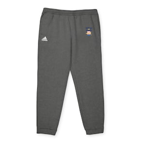 Stacked Sandwich Logo joggers | grey fleece sweatpants, embroidered patch