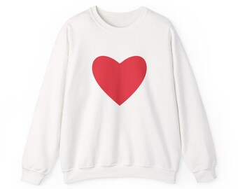 Rotes Herz-Grafik-Sweatshirt | Schlichtes Love Rundhalsausschnitt