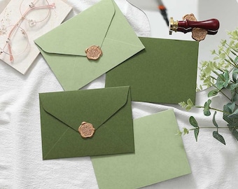 Set of 5 Avocado Green Greeting Card Minimalist Olive Note for Beginners