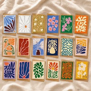 Abstract Floral Card Set (18Pcs), Modern Minimalist Art Greeting Cards, Boho Style Blank Stationery