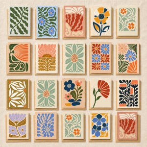 Handmade Blank Greeting Cards with Envelopes, Random Style and Size, Flowers Abstract Boho Style