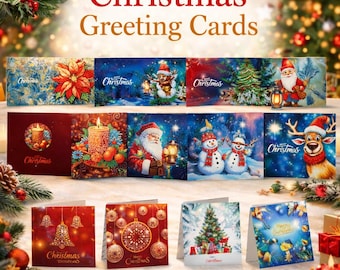 Kit de tarjetas de felicitación navideñas con pintura de diamantes, tarjetas de arte festivas 5D con sobres.