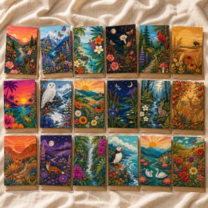 Assorted Nature Greeting Cards, Botanical Wildlife Illustrations, 18Pcs Blank All Occasions Stationery Set