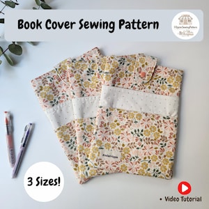 Book Sleeve Sewing Pattern: 3 Sizes, Fabric Book Cover with Pockets