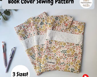 Book Sleeve Sewing Pattern: 3 Sizes, Fabric Book Cover with Pockets