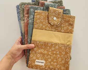 Large Book Pouch Sewing Pattern, Multi Pocket Book Cover Tutorial (PDF Download)