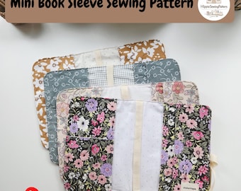Mini Book Sleeve Sewing Pattern | Book Cover with Bookmark Strap & Pockets PDF | Reading Organizer Pattern