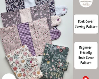 Book Sleeve Sewing Pattern, Multi Pocket Book Cover PDF 2 Sizes