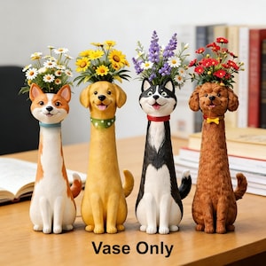 Quirky hundblomvas: Golden Retriever, Pudel, Husky, Corgi - Nyckfull kruka för husdjur