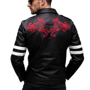 Alex Mercer bestickte Lederjacke Herren Videospiel Cosplay Mantel aus echtem Leder