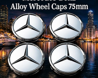 Tapacubos centrales para ruedas Mercedes-Benz de 75 mm en plata brillante (juego de 4)