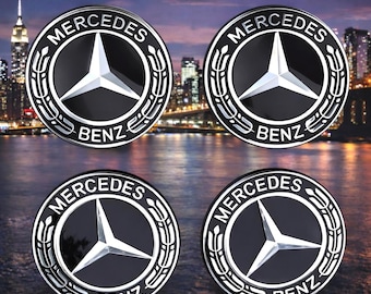 Tapacubos centrales negros para ruedas Mercedes-Benz de 75 mm, juego de 4