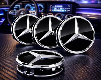 Tapacubos centrales para ruedas Mercedes-Benz de 75 mm en negro brillante (juego de 4)