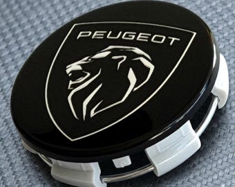 Juego de 4 tapacubos centrales Peugeot cromados en negro