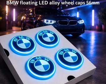 Tapacubos flotantes LED BMW de 56 mm (inducción cinética), juego de 4