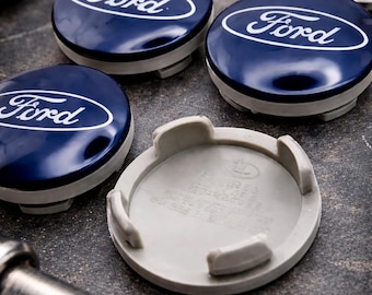 Tapacubos de rueda Ford azules de 54 mm / Juego de 4 tapacubos de aleación