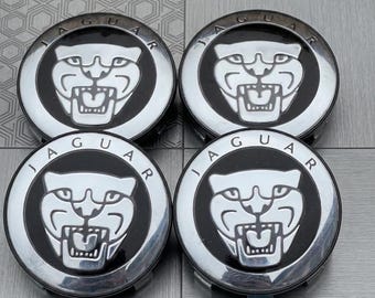 Juego de 4 tapas centrales para llantas Jaguar negras de 59 mm – Tapas de buje de aleación de repuesto