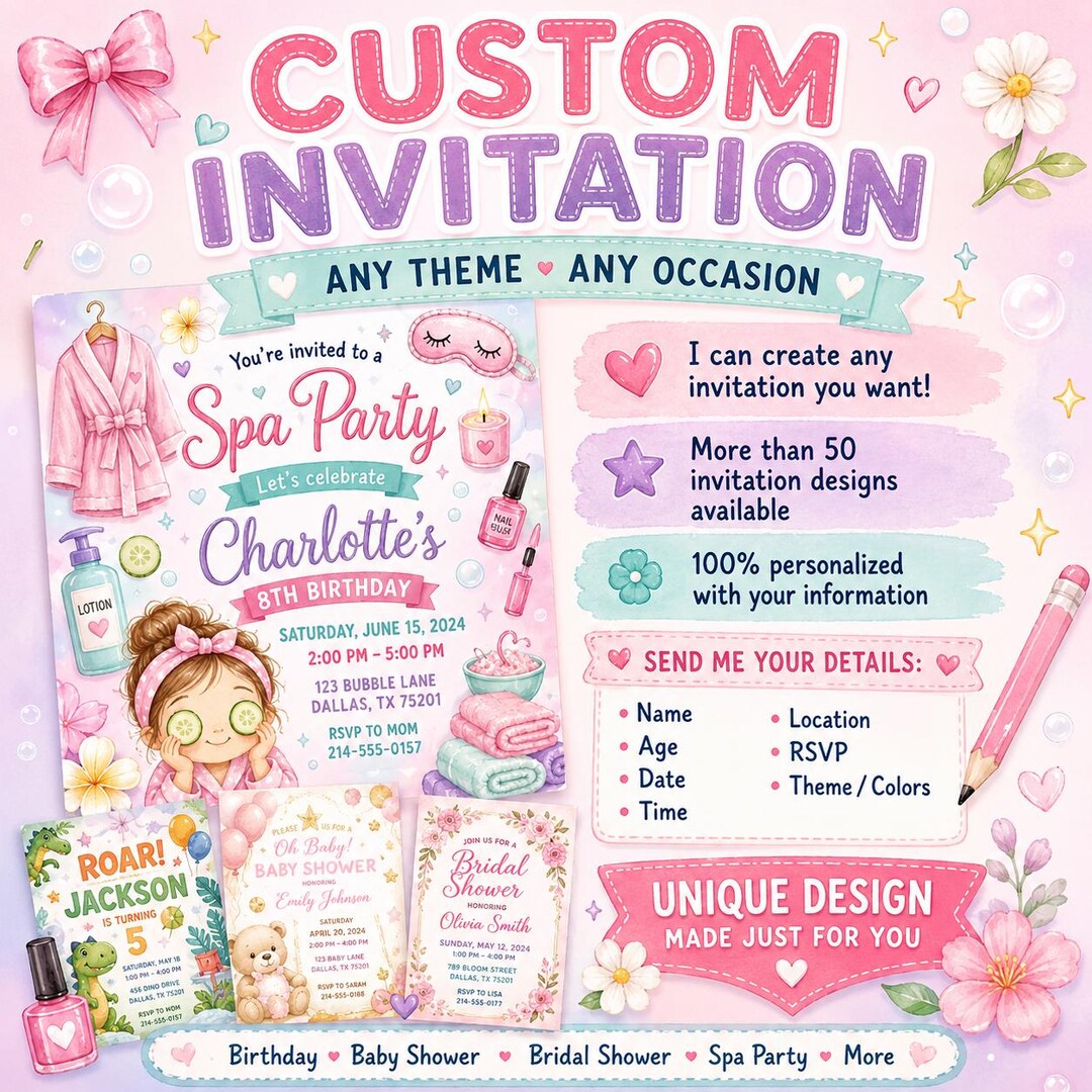 Made-to-order Invitation, Customized Birthday or Baby Shower Digital ...