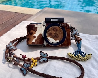 Cottagecore Crossbody Phone Strap | Fairycore Embroidered Butterfly Woven Lanyard | Boho Camera Strap