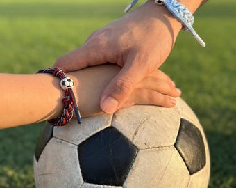 Pulsera trenzada para aficionados al fútbol, regalo, joyería de cordón de algodón para la Copa del Mundo, pulsera personalizada con el espíritu del equipo.
