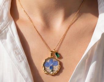 Flor del mes de nacimiento personalizada, recuerdo único para mujer, colgante con inicial personalizada
