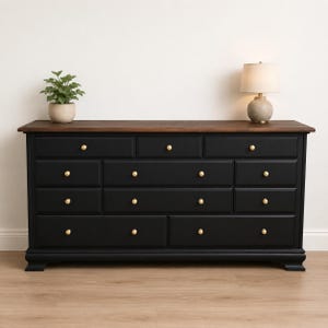 black dresser with brown top Naya 6 Drawer Dresser