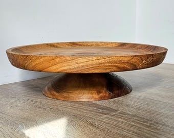 Handgedraaid decoratief houten dienblad van Lazy Susan, Drehbar teller holz, plat rond bois, ronde draaibare houten platen, plateaudecoratif rond bois