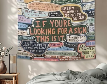 Motivationszitat Wandteppich, Positive Affirmation, Wandbehang, inspirierende Typografie Kunst, handgeschriebenes Dekor, Geschenke für psychische Gesundheit