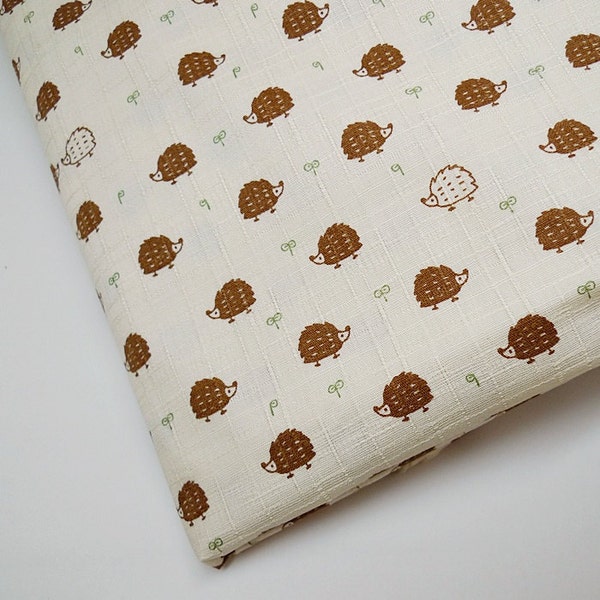 SALE Brown Hedgehog Fabric, Tablecloth Fabric, Laminated Cotton Fabric, Waterproof Fabric, Animal Fabric, Bag, Totes,