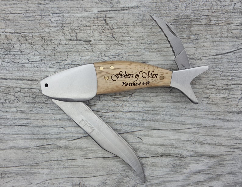 Custom Engraved Wood Fish FOLDING POCKET KNIFE fishers Etsy