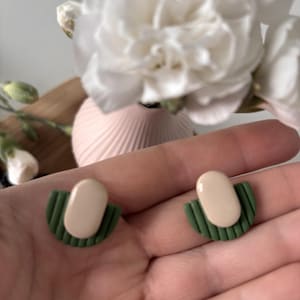 Green Art Deco Stud Earrings, Gatsby Vintage 1920s Polymer Clay, Roaring 20s Style, Hypoallergenic, Vintage Lover Birthday Gift