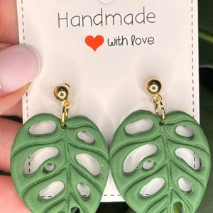 Begonia Maculata Leaf Dangle Earrings, Botanical Plant Polymer Clay, Urban Jungle Style, Hypoallergenic, Plant Lover Birthday Gift