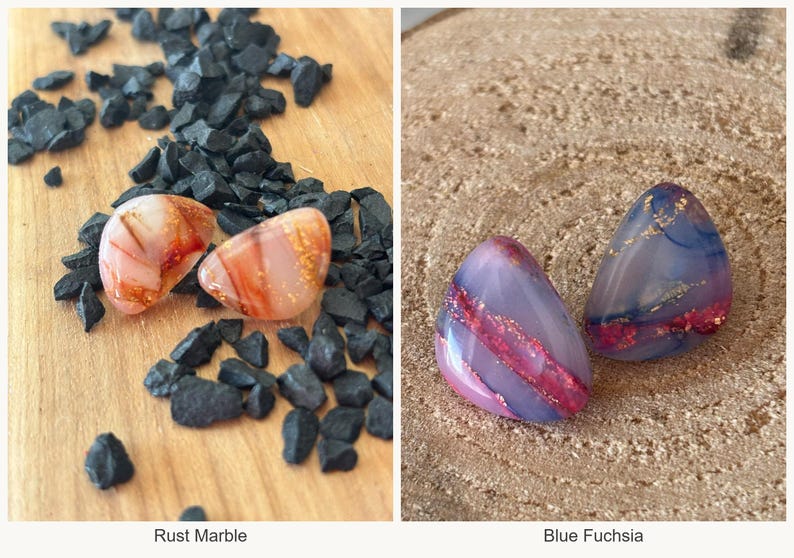 All colors: Rust Marble, Blue Fuchsia