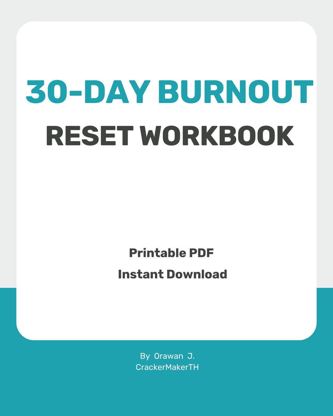 Burnout Recovery Workbook Printable PDF, 30 Day Reset Journal, Mental ...