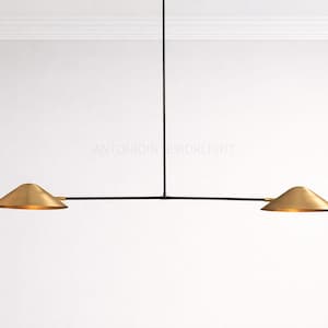 1950s Mid Century Modern Linear Pendant Light Brass Lamp, Vintage Light Fixture, Brass Chandelier, Modern Home Decor, Elegant Lighting