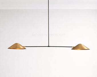 1950er Jahre Mid Century Modern linear Pendelleuchte Messing Lampe, Vintage Leuchte, Messing Kronleuchter, modernes Wohndekor, elegante Beleuchtung