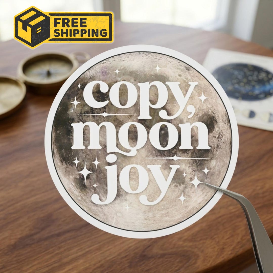 Copy Moon Joy Sticker, Moon Phases Decal, Lunar Mission Vinyl Art, Moon ...