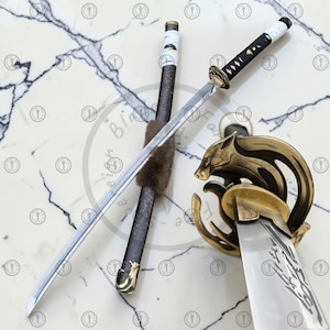 Handmade Ghost of Yotei Sword Life-size - Hand-Forged Full Tang T10 Steel Clay Tempering Japanese Samurai Katana Sword