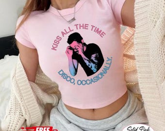 Kiss All The Time. Disco Occasionally Baby Tee Rib Rancer Tank T-Shirt  Tank Top Harry Album Merch Tour Concert Unisex Y2K Style