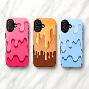 Smältande glasstelefonskal med sommarsnack för iPhone 17Pro, 16, 15, 14, 13, 12, 11, Samsung S25, S24, S23, A16, A35 A55, Pixel 9, 8