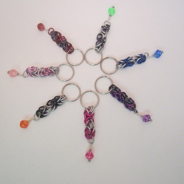 Colorful Chainmaille Dice Keychain, Choose Your Color, Geek Chic Style