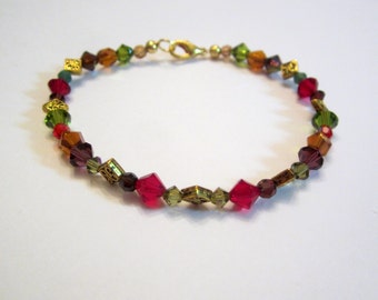 Sale! Autumn Harvest Crystal and Gold Bracelet, Fall Jewelry