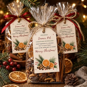 Christmas Simmering Potpourri Gift Tag Template | Instant Download PDF, Editable, Print Your Own Simmer Pot Tags