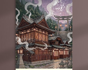 Shikoku Onsen Dreams - Konsttryck med japansk kakelsamling