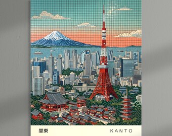 Elektrisk Kanto-mosaik - Konsttryck av japansk kakelsamling